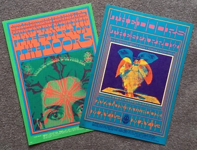1967 The Doors Sparrow Avalon Postcard Lot of 2 Victor Moscoso FD-50 FD-61 - Image 1 of 4