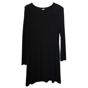 Vintage Gap Dress Womens Medium USA 90s Black Long Sleeve Round Neck Stretch - Picture 1 of 16
