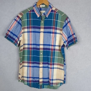 Gant Madras Mens Size L Check Cotton Regular Fit Short Sleeve Shirt - Picture 1 of 7