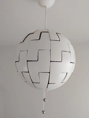 IKEA Retro PS 2014 Death Star Pendant Light Fitting White Silver Ceiling 35cm - Image 1 of 4