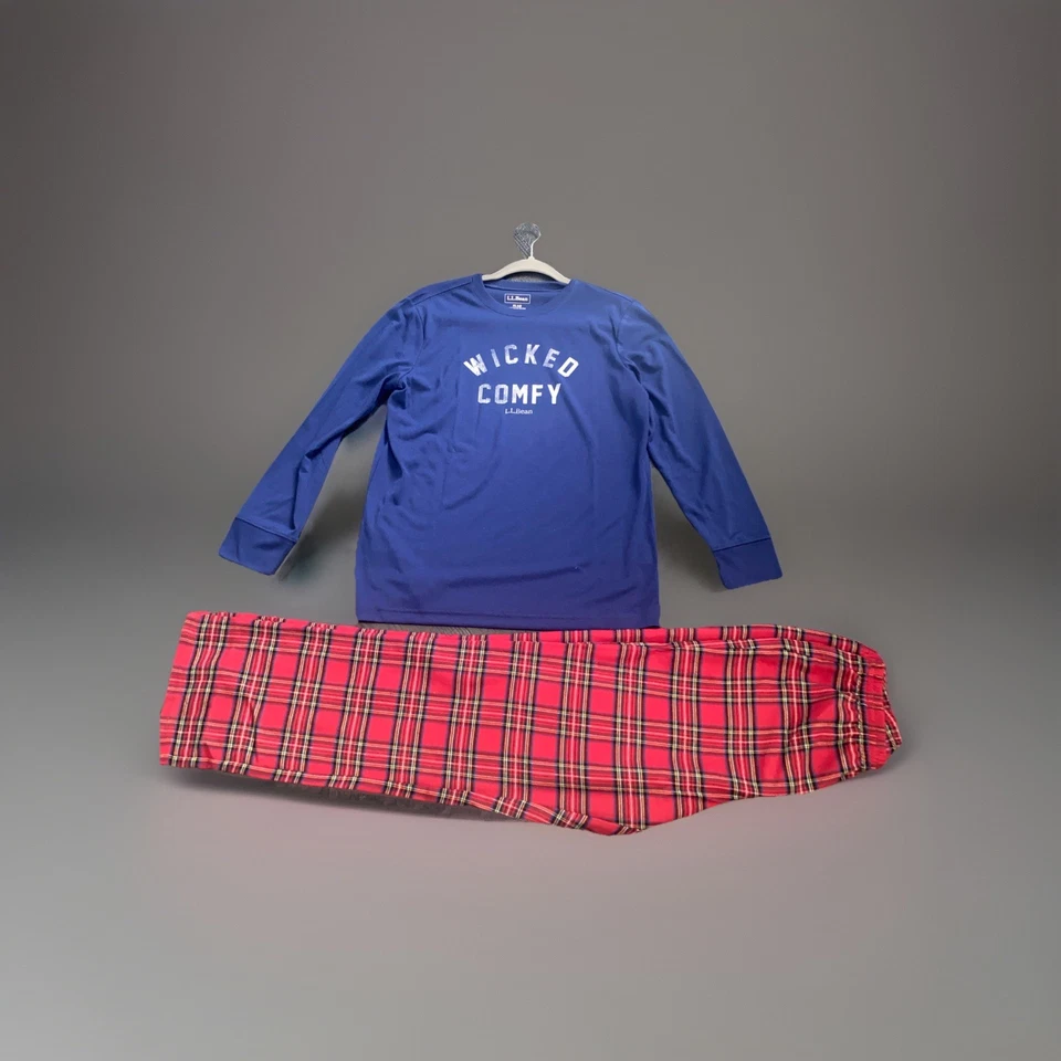 L.L. Bean Kids 男孩 XL 18 睡衣套装邪恶舒适假日格子全新无标签 — 第 1/4 张图片