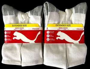 12 Pair Men's White Sport Socks Sock Size 13-15 Shoe Size 12-16 PUMA - Picture 1 of 3