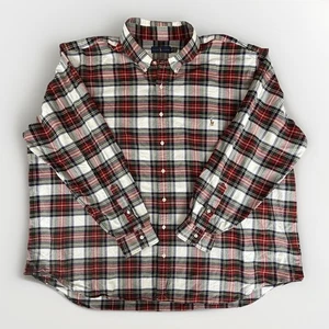 Polo Ralph Lauren Long Sleeve Shirt Mens 4XB Red Green White Plaid Oxford - Picture 1 of 11