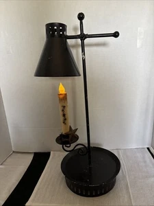 Tin Candle Holder & Candle Vintage With Drip Pan Base And Adjustable Height 19” - Picture 1 of 8