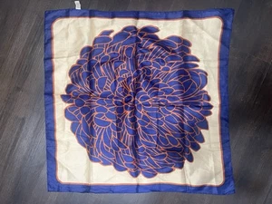 Vintage MCM TOTES Rain Scarf Single Mod Flower Orange & Navy 27" Square 70s - Picture 1 of 6