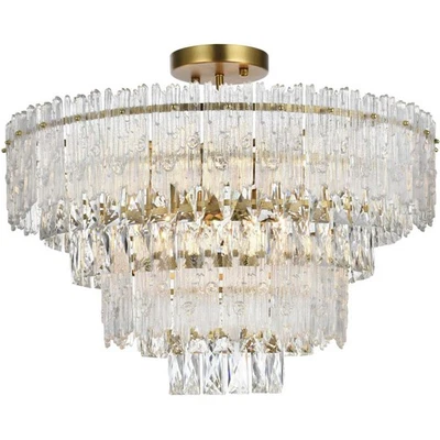 Elegant Lighting 1780F25SG Emilia Flush Mount Satin Gold - Image 1 of 4