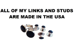 NEU MADE IN USA schwarz silber Smoking Hemd Nieten Smoking Manschettenknöpfe 2 Glieder 4 Nieten - Bild 1 von 2