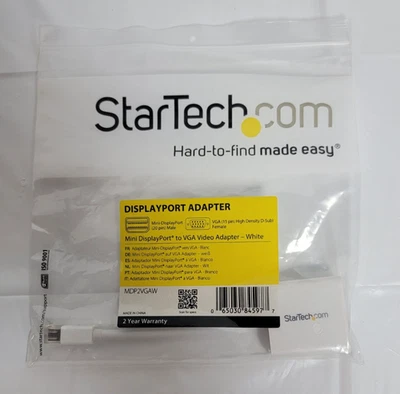 StarTech Mini DisplayPort to VGA Video Adapter White MDISPLAYPORT-VGAW | New - Image 1 of 2