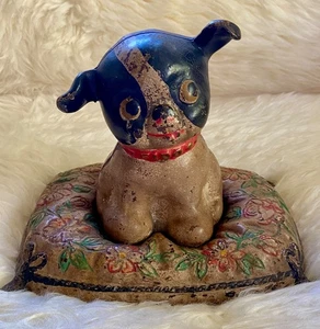 Hubley Fido in ghisa cane su cuscino Boston Terrier BANCA FERMAPORTA - Foto 1 di 12