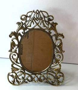 Vanity Mirror Oval Tabletop Vintage Ornate Rope Bow Gold Art Nouveau Style - Picture 1 of 5
