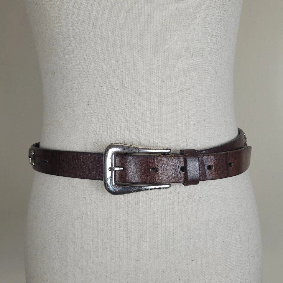 Fossil Belt Medium Brown Leather Buckle Western Concho Boho Western Cowgirl - Image 1 of 4