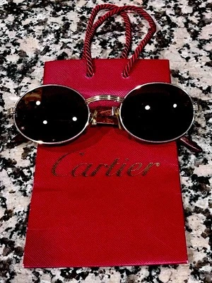 Vintage Cartier Giverny Platinum, Gold & Bubinga Wood Sunglasses 53 22 140b RARE - Image 1 of 4
