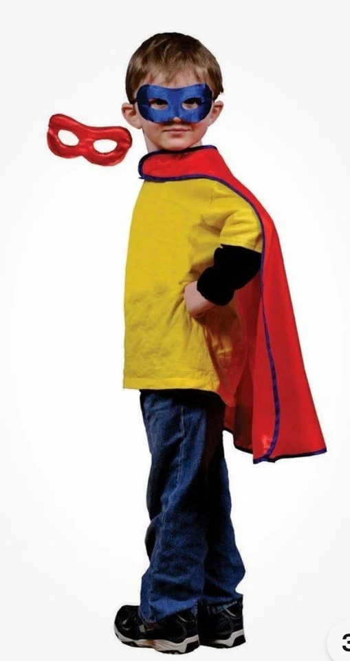 4 Superhero Costumes for Kids Super Hero Cape and Mask Ages 5-8 Girls+Boys New - Image 1 of 4