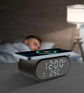 (JJ) Satzuma Wireless Charging Alarm Clock, 15W, Fast Charge, New - Picture 1 of 2