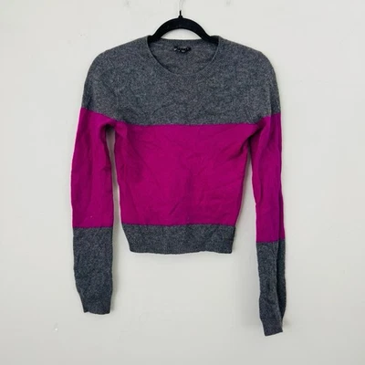 Theory Gray And Purple Striped Crew Neck Sweater Women’s Size L - Image 1 of 4