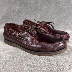 Sperry Top-Sider Mako Zapatos de Barco Cuero 2 Ojos Borgoña Para Hombre 12 Mocasines Anchos - Imagen 1 de 13