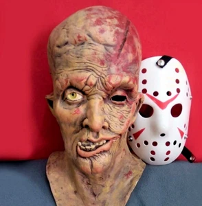 JASON VOORHEES Latex MASK + Pvc Prop Friday The 13th Halloween Costume COSPLAY X - Picture 1 of 24