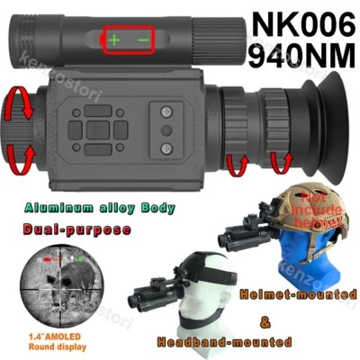 Digital Night Vision Hunting Scopes IR Camera Record Head Mount Sight 940nm - Image 1 of 4