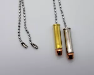 Real Bullet Ceiling Fan Pulls 357 Mag with Yellow and Nickel Plated Brass - Picture 1 of 4