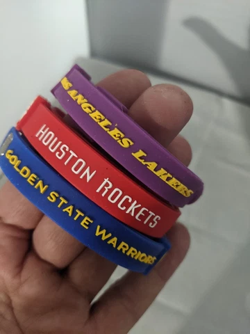 NBA Silicone Wristband Adjustable Clasp Bracelet Warriors Rockets Lakers Set 2 Cover