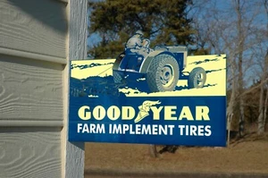 ESTILO ANTIGUO GOODYEAR NEUMÁTICO Y GOMA GRANJA IMPLEMENTO TRACTOR TROQUELADO ACERO BRIDA SIGNO - Imagen 1 de 6