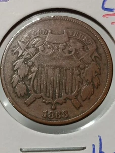 👉1868 Two Cent Piece Vf/ Xf Choice O/609 - Picture 1 of 2