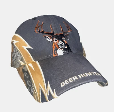 Buckwear Hat Cap Adjustable Strap Back Black Realtree Camo Deer Hunter Dominate* - Image 1 of 4
