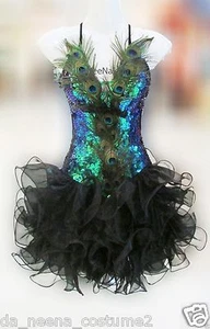 Abito da ballo Da NeeNa M145 pavone angelo piuma showgirl Vegas palco XS-XL - Foto 1 di 4