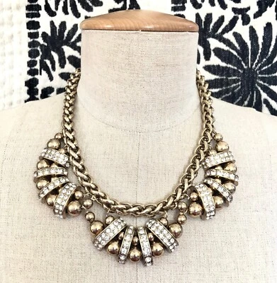 Banana Republic Women's Regency Crystal Brass ball  Link Necklace NWT 98 - Image 1 of 2