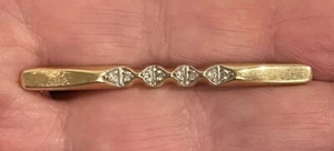 14K Solid Yellow Gold Diamonds Tie Bar Brooch 2” Long 3.75 grams - Picture 1 of 3