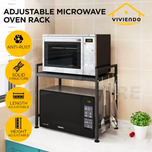 Microwave Oven Shelf Rack Adjustable Metal Kitchen Organiser Storage 2 Tier - Picture 1 of 30