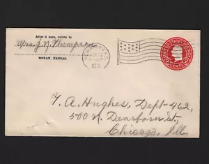 OPC 1931 Moran Kansas to Chicago Ill Flag Cancel - Bild 1 von 2