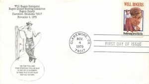 1801 15c WILL ROGERS - 1st Will Rogers Steering Committee cachet - Picture 1 of 1