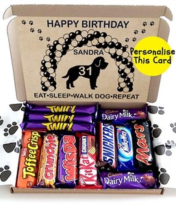 DOG PET LOVER greetings card BIRTHDAY PERSONALISED Chocolate box CHRISTMAS