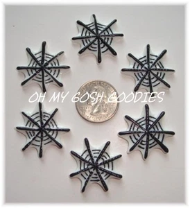 6PC HALLOWEEN BLACK SPIDER WEB CABOCHAN FLATBACK RESINS 4 HAIRBOW BOW CENTER - Picture 1 of 1