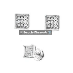 Unisex 0,05 kt natürlicher Diamant quadratische Krappen Ohrringe 925 Schraubverschluss 5,5 x 5,5 x 11 mm - Bild 1 von 19