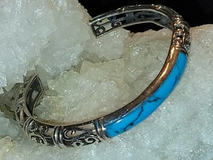 Sterling Silver Scrollwork & Blue Enamel? Cuff Bracelet 925 C^A Chateau DArgent - Imagen 1 de 19