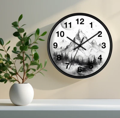 Mountain Clock | Mountain Lover Gift | Hiker Gift | Forest Clock Cabin Decor - Image 1 of 2