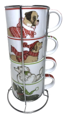 Pier 1进口4套可堆叠马克杯架8种不同品种的狗奇思妙想 — 第 1/4 张图片