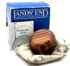 VINTAGE LANDS END KINGWOOD SOLID WOOD YOYO WITH ORIGINAL BOX - Picture 1 of 9