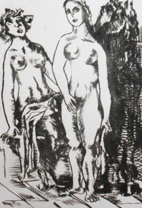 Expressionist nude females portrait print - Picture 1 of 8