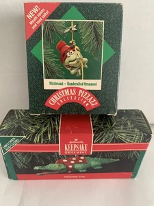 2 Stück Vintage Punzen Ornamente Mistelkröte 1987 Weihnachten Kroko 1990 Münder offen - Bild 1 von 14