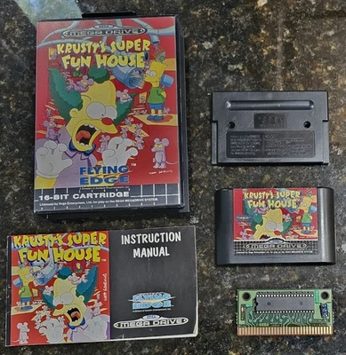 Krusty's Super Fun House Sega Megadrive Complete CIB W/ Case Handtag Manual Game - Image 1 of 4