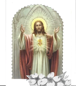 VINTAGE JESUS HEILIGES HERZ HEILIGE KARTE - Bild 1 von 1