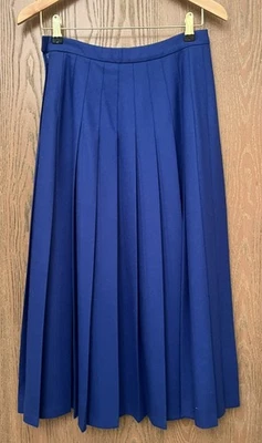 VTG Pendleton Cobalt Blue Pleated Midi Wool Skirt USA SZ 8 - Image 1 of 4
