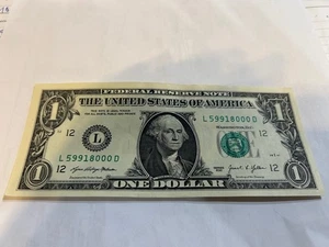 Fontine, MT Zip Code Note 59918 Serial # 1 Dollar Bill L59918000D-Crispy - Picture 1 of 2