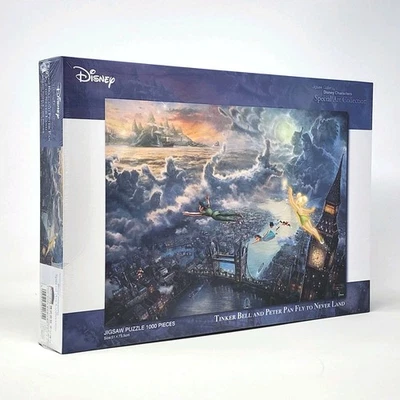 Tinker Bell and Peter Pan Fly to Never Land Kinkade 1000 Puzzle Japan Sealed NEW - Image 1 of 4