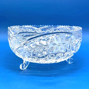 Anna Hutte Primrose 24% Lead Crystal Fruit Bowl Footed Hand Cut West Germany - Picture 1 of 8
