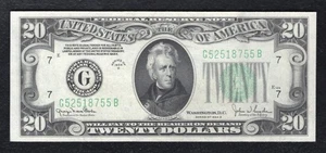 FR. 2058-G 1934-D $20 FRN FEDERAL RESERVE NOTE CHICAGO, IL GEM UNCIRCULATED - Picture 1 of 2