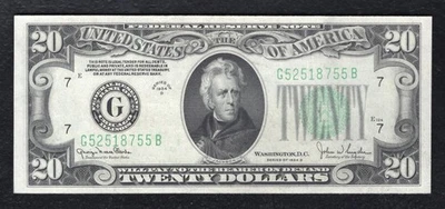 FR. 2058-G 1934-D $20 FRN FEDERAL RESERVE NOTE CHICAGO, IL GEM UNCIRCULATED - Image 1 of 2